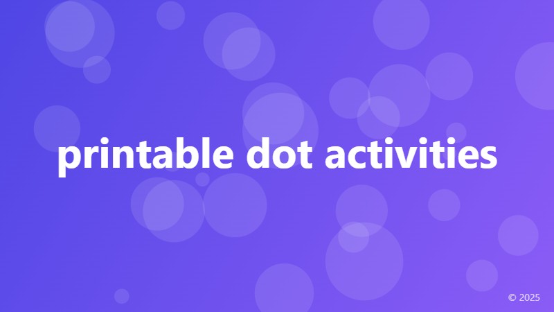 printable dot activities
