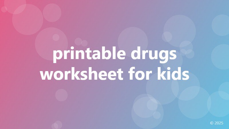 printable drugs worksheet for kids