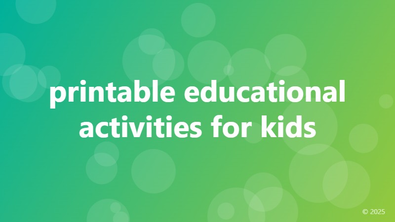 printable educational activities for kids