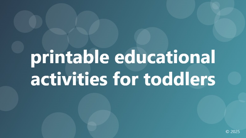 printable educational activities for toddlers