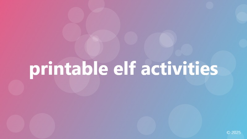 printable elf activities