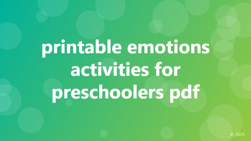 printable emotions activities for preschoolers pdf