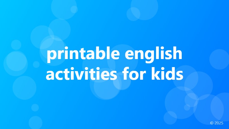 printable english activities for kids