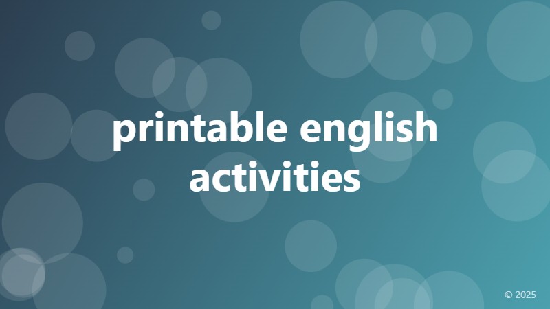 printable english activities