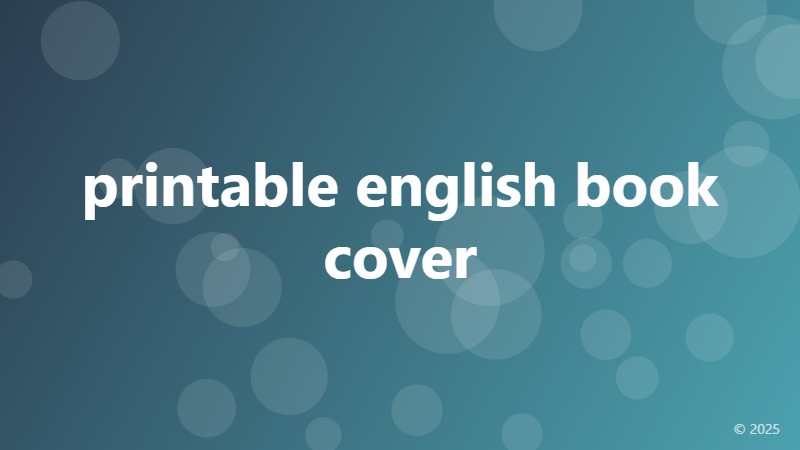printable english book cover