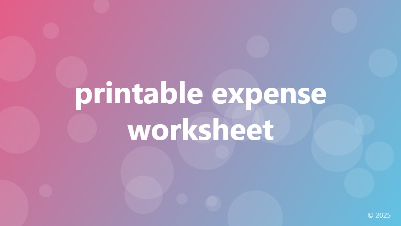 printable expense worksheet