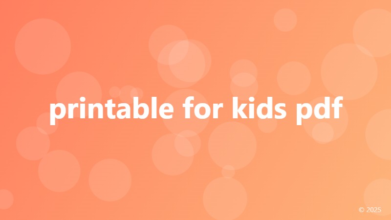 printable for kids pdf