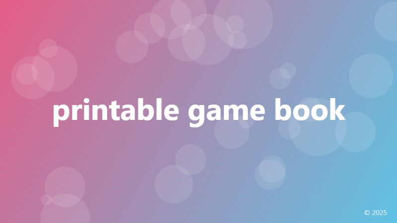 printable game book
