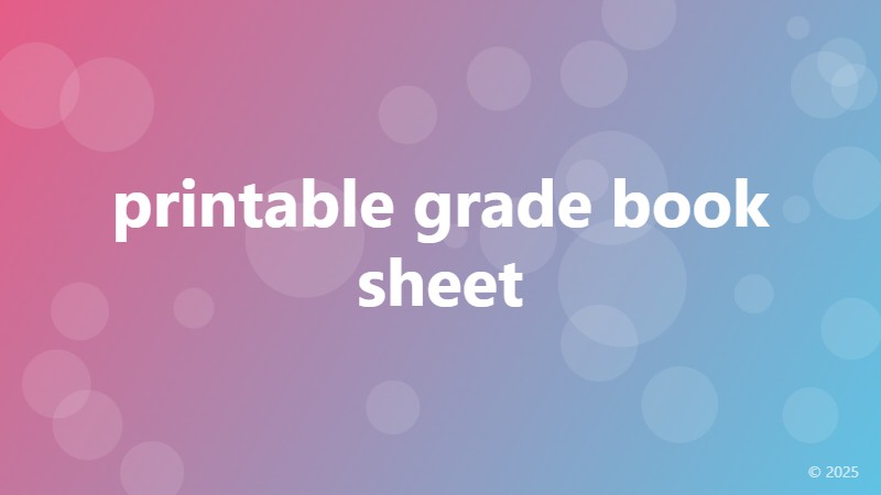printable grade book sheet