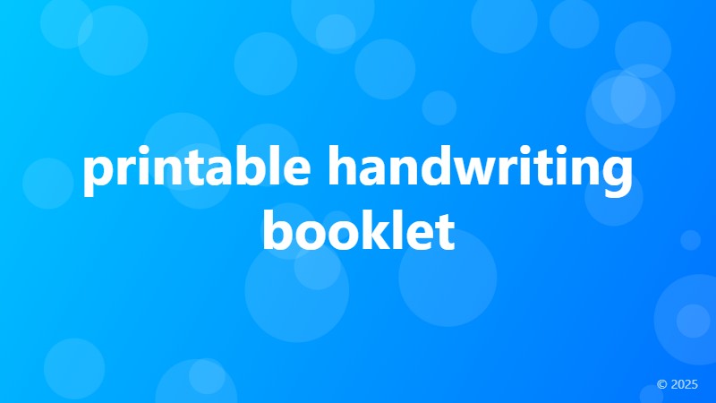 printable handwriting booklet