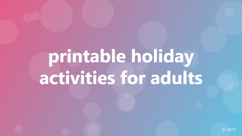 printable holiday activities for adults