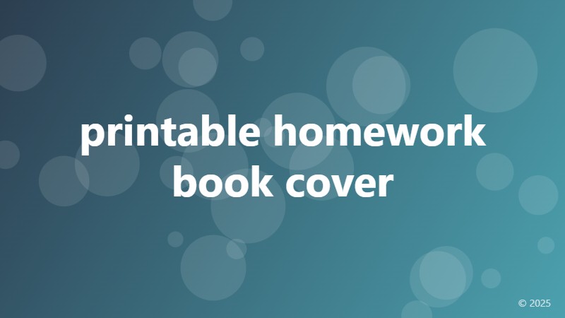 printable homework book cover