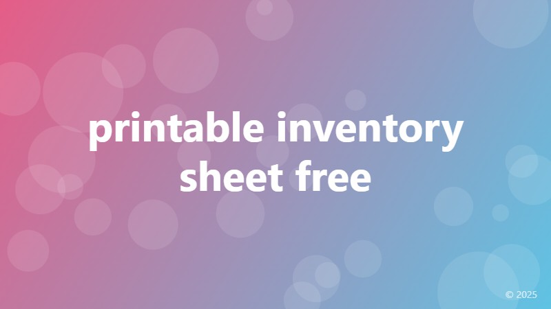 printable inventory sheet free