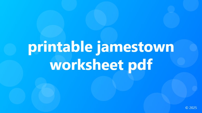 printable jamestown worksheet pdf