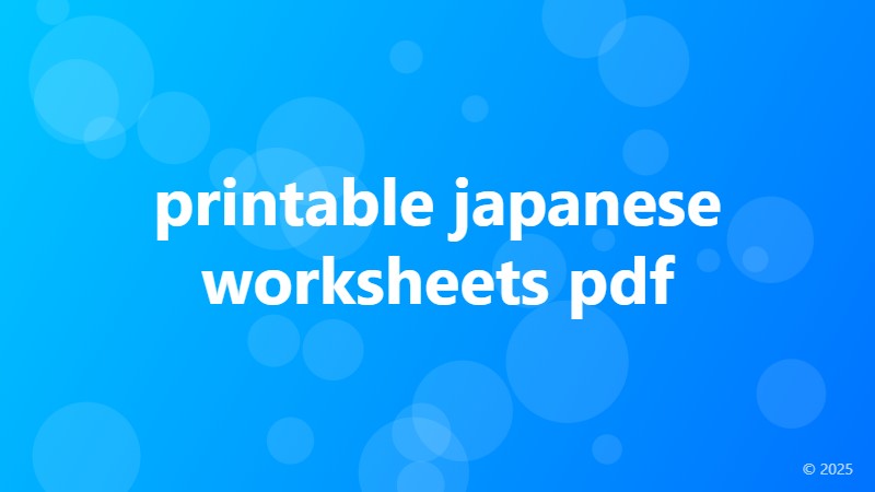 printable japanese worksheets pdf