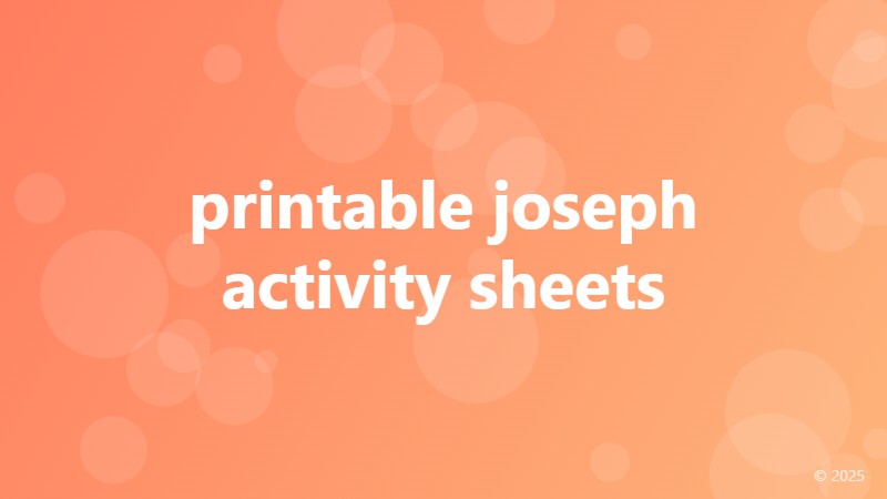 printable joseph activity sheets