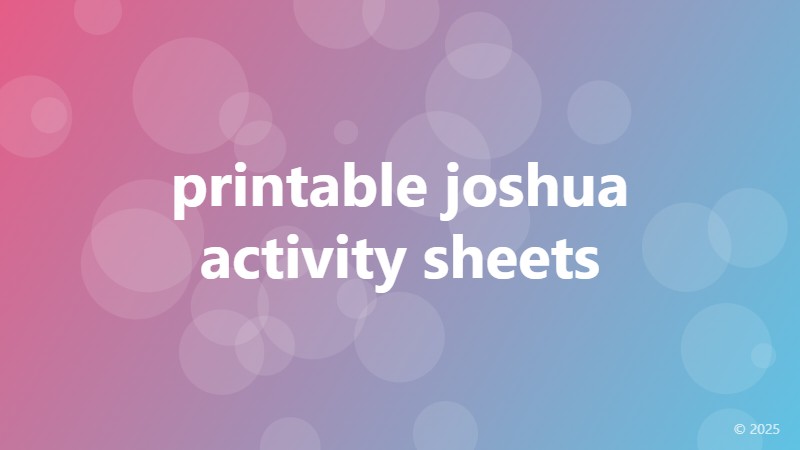 printable joshua activity sheets