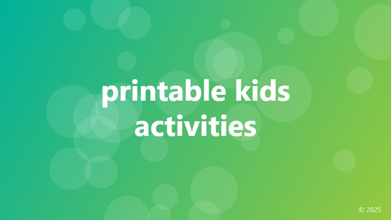 printable kids activities