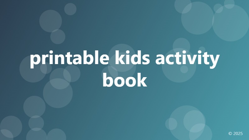 printable kids activity book