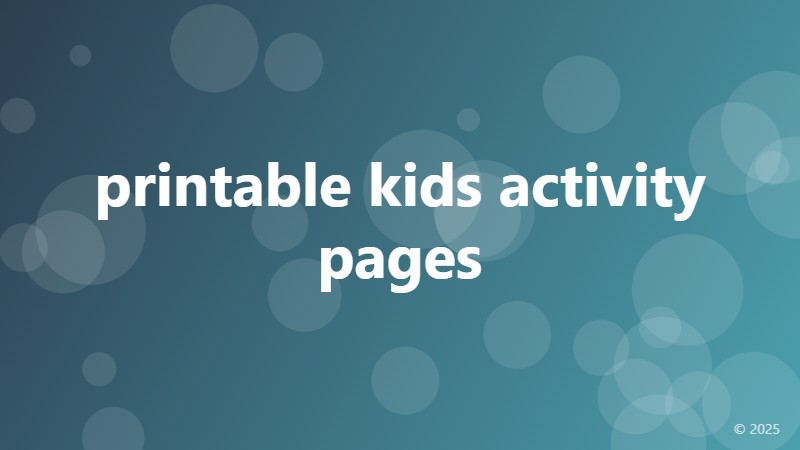 printable kids activity pages