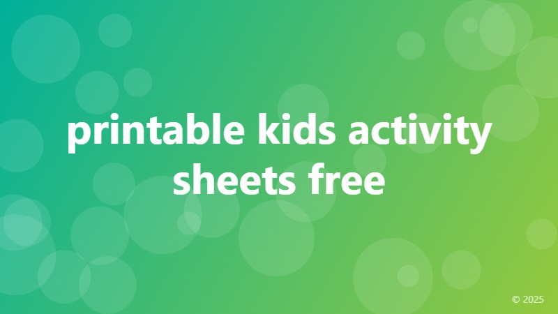 printable kids activity sheets free