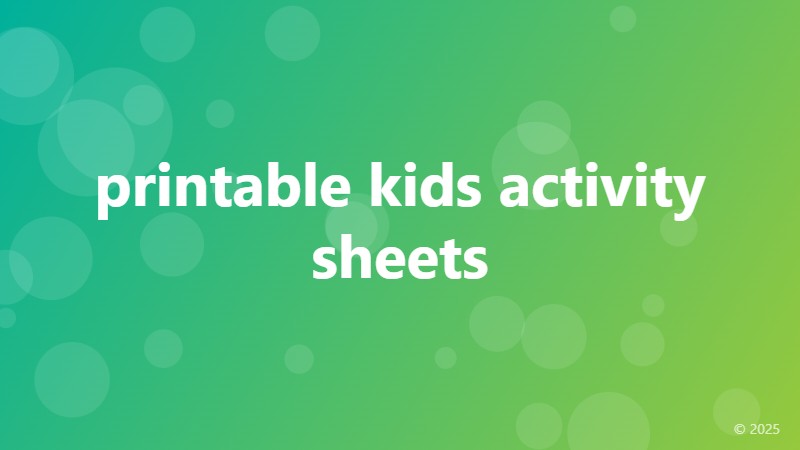 printable kids activity sheets