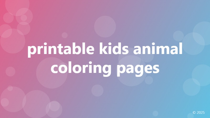 printable kids animal coloring pages