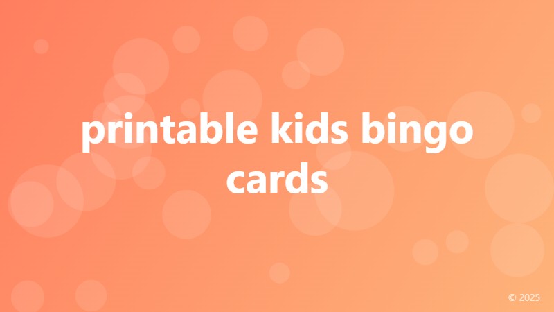 printable kids bingo cards
