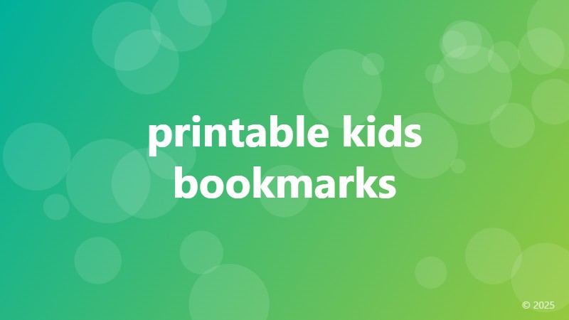 printable kids bookmarks
