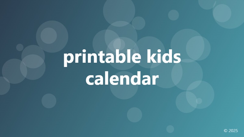 printable kids calendar