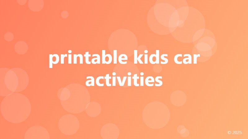 printable kids car activities