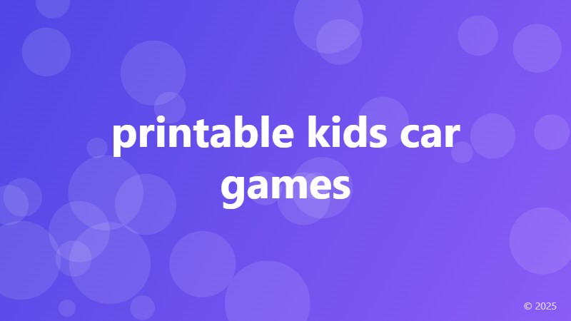 printable kids car games