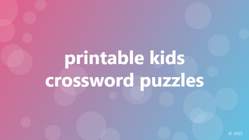 printable kids crossword puzzles
