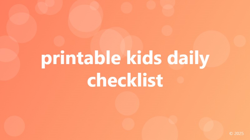 printable kids daily checklist