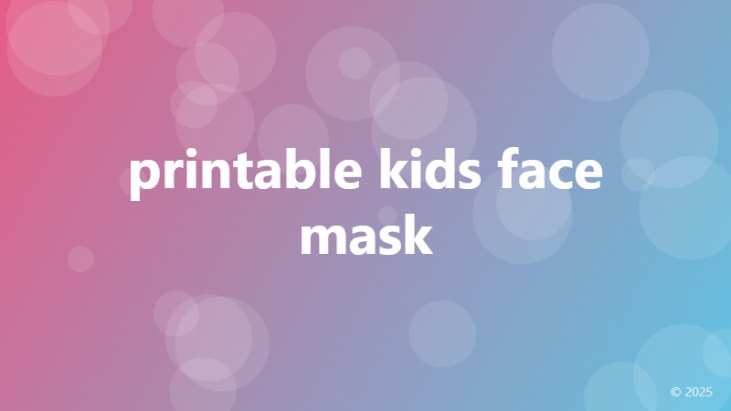 printable kids face mask