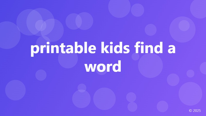 printable kids find a word