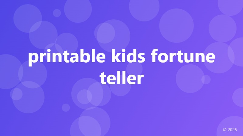 printable kids fortune teller