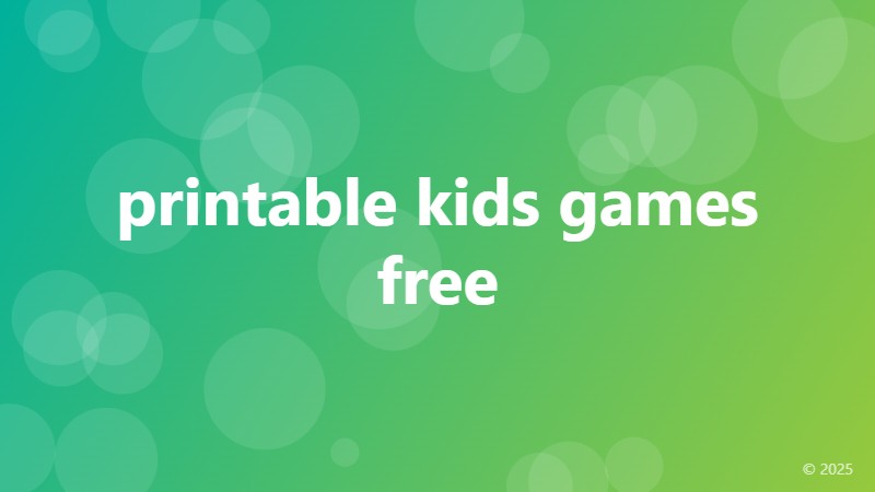 printable kids games free