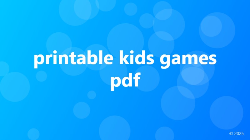 printable kids games pdf