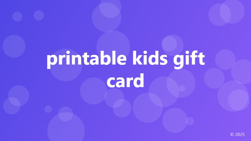printable kids gift card