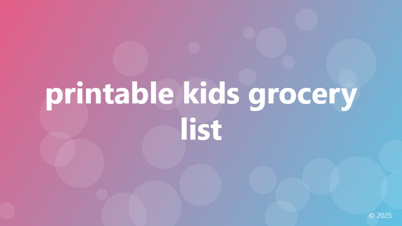 printable kids grocery list