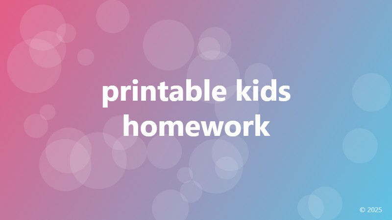 printable kids homework