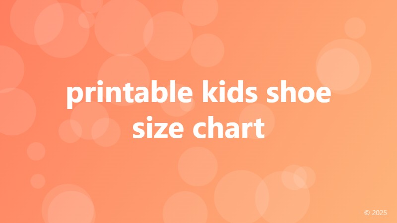 printable kids shoe size chart