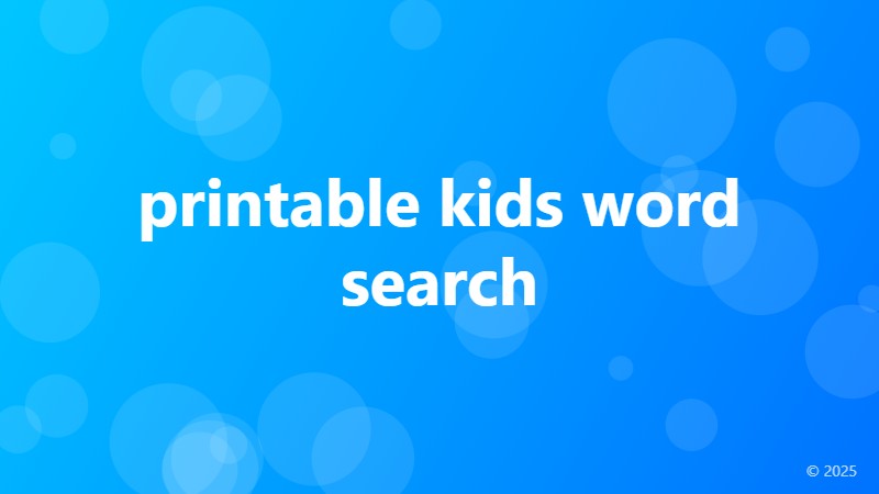 printable kids word search
