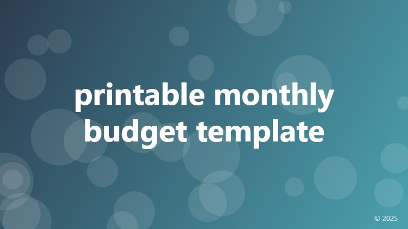 printable monthly budget template