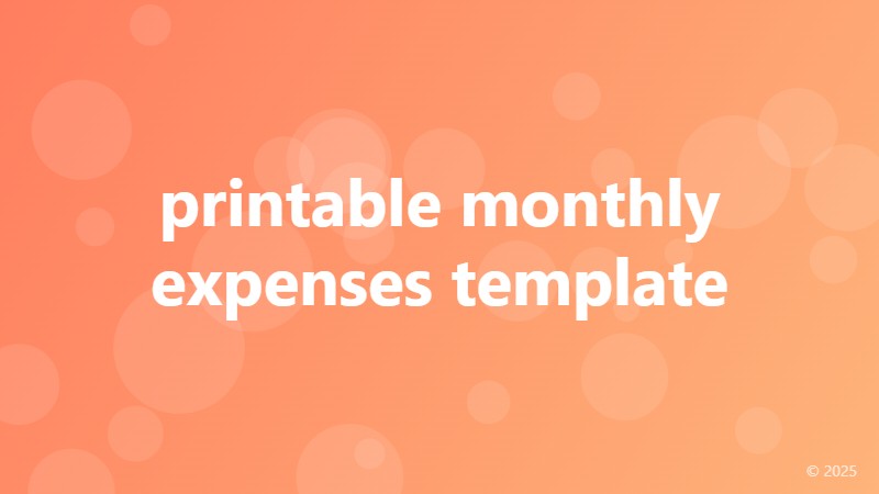 printable monthly expenses template