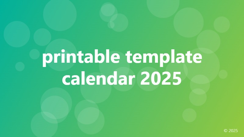 printable template calendar 2025
