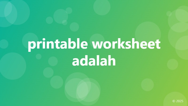 printable worksheet adalah
