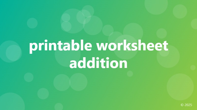 printable worksheet addition