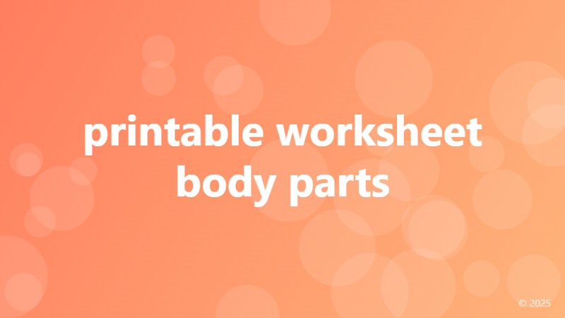 printable worksheet body parts